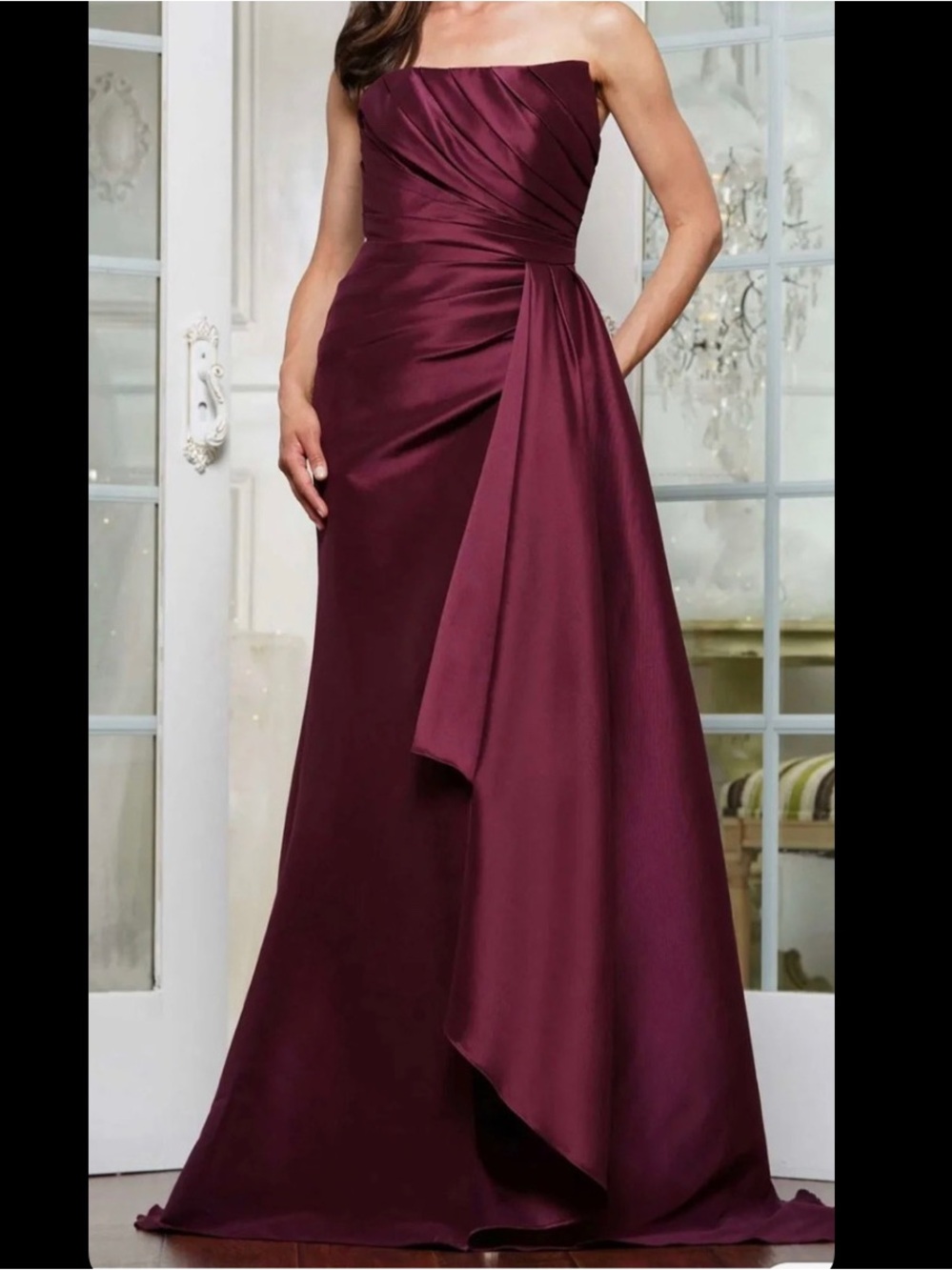 Strapless Burgundy Evening Gown